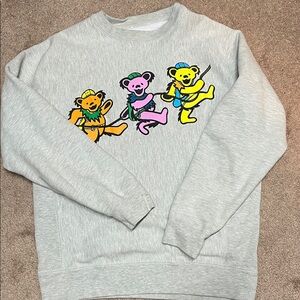 Men’s Chinatown Market Gray Sweatshirt with Colorful Bear Design